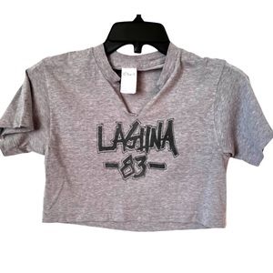 Vintage 80s crop top gray Small Laguna small tee shirt top cropped sexy cali